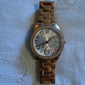 Betsey Johnson Gold and Silver Watch with Crystal Accents